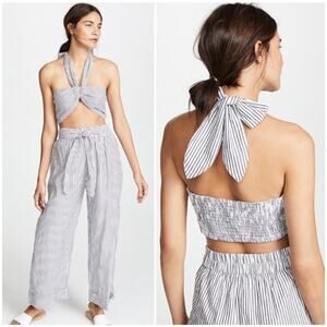 NWT Mara Hoffman Bella Top Black & White Cropped Halter Smocked Size M and XL
